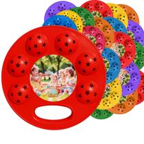 Kit 20 Pandeiro Estrela Infantil Chocalho Resistente 16cm Brinquedo Plástico Prenda Criança Bebê