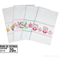 Kit 20 Pano de Prato com Barra Estampada 45x71 Grosso Alta Absorção