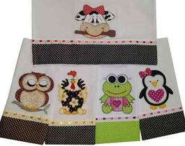 Kit 20 Panos De Prato Bordado Patchwork Bainha