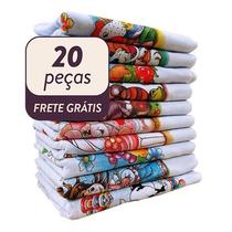 Kit 20 Panos De Prato Estampado Bainha Premium