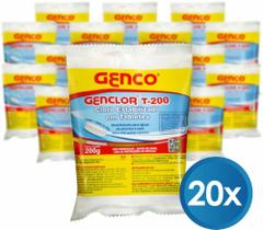 Kit 20 Pastilha Pedra Tablete de Cloro Estabilizado Genclor T-200 Genco Para Piscinas