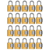 Kit 20 pçs cadeado segredo stam 25mm zamac ecoat latão senha código combinação numérica mala armário bicicleta moto baú mochila academia portão