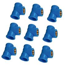 Kit 20 Pçs Te Azul Redução Base Latão 25x25mm X 1/2