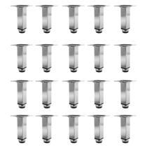 Kit 20 Pé Para Móveis Regulável Quadrado Cromado 15cm Aço Kit 20 Pé Para Móveis Regulável Quadrado Cromado 15cm Aço