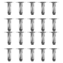 Kit 20 Pé Para Móveis Regulável Redondo Cromado 10cm Aço Kit 20 Pé Para Móveis Regulável Redondo Cromado 10cm Aço