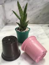 Kit 20 peças de vaso plástico nº6 para suculentas ou violetas - cores sortidas