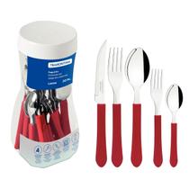 Kit 20 Peças Talheres Faqueiro Tramontina Leme Colher Garfo Faca inox Cozinha Mesa Sobremesa