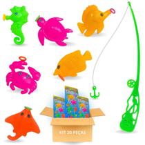 Kit 20 Pega Peixe Pescaria Infantil Brinquedo Vara De Pescar