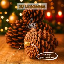 Kit 20 Pendente Pinha Natural 7-10 cm Enfeite Decoração Natal Alça/cordão para Pendurar Kit 20 Pendente Pinha Natural 7-10 cm Enfeite Decoração Natal Alça/cordão para Pendurar