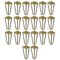 Kit 20 Pés de Metal 15 CM Hairpin Legs Mesas de Centro Puffs Dourado G41