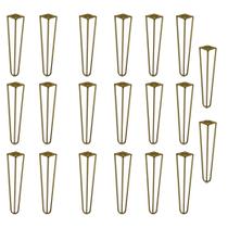 Kit 20 Pés de Metal 30 CM Hairpin Legs Mesa de Canto Rack e Puffs Dourado G41