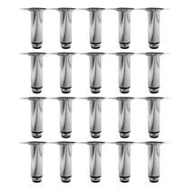 Kit 20 Pés Para Móveis Regulável Redondo Cromado 12Cm