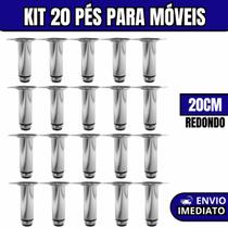 Kit 20 Pés Para Móveis Regulável Redondo Cromado Pezinho Base Para Móveis Cama Armário 20cm Kit 20 Pés Para Móveis Regulável Redondo Cromado Pezinho Base Para Móveis Cama Armário 20cm