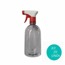 Kit 20 pet borrifador pulverizador válvula 500ml vermelho