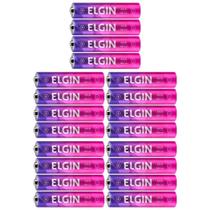 Kit 20 Pilha Recarregável Elgin AAA 1000mAh Econômica Cilíndrica P/ Brinquedo
