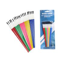 Kit 20 Pincéis Artísticos Artesanato Colorido Desenho Tinta Guache Educação Infantil