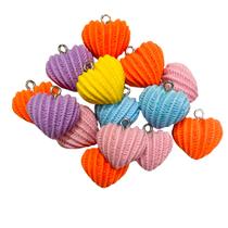 Kit 20 Pingentes de coração tricô sortidos montar criar bijuterias personalizadas chaveiro colar pulseiras