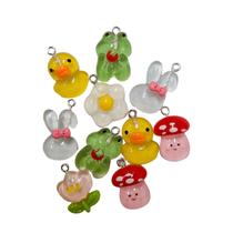 Kit 20 pingentes infantil sortidos flores bichinhos Monte bijuterias divertidas pulseiras colares