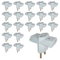 Kit 20 Pino Adaptador Benjamin 3 Saidas Branco 250V