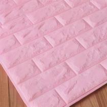 Kit 20 Placas 3D Tijolo Rosa 70x77 Adesivo Autocolante Decoração Quarto Sala Banheiro