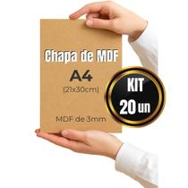 Kit 20 Placas Chapas Mdf Cru 3mm 21x30 A4 Artesanato Quadro