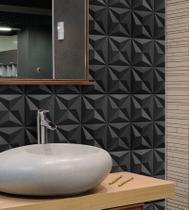 Kit 20 Placas Preta 25x25cm 3D Decorativa Revestimento em Bruxelas Plástico PVC Auto Relevo Kit 20 Placas Preta 25x25cm 3D Decorativa Revestimento em Bruxelas Plástico PVC Auto Relevo