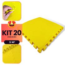 Kit 20 Placas Tapete Infantil EVA Estilo Piso Tatame 50x50cm 10mm (5 m²) Emborrachado Crianças Bebes Exercícios c/ Encaixe + Bordas Acabamento - Kozi