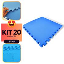 Kit 20 Placas Tapete Infantil EVA Estilo Piso Tatame 50x50cm 10mm (5 m²) Emborrachado Crianças Bebes Exercícios c/ Encaixe + Bordas Acabamento