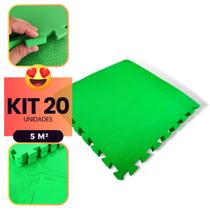 Kit 20 Placas Tapete Infantil EVA Estilo Piso Tatame 50x50cm 10mm (5 m²) Emborrachado Crianças Bebes Exercícios c/ Encaixe + Bordas Acabamento - Kozi