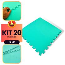 Kit 20 Placas Tapete Infantil EVA Estilo Piso Tatame 50x50cm 10mm (5 m²) Emborrachado Crianças Bebes Exercícios c/ Encaixe + Bordas Acabamento