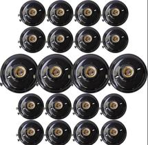 Kit 20 Plafons Plafonier Redondos Pretos E27 com Bocal de Porcelana 100W - Iluminação Residencial e Comercial Kit 20 Plafons Plafonier Redondos Pretos E27 com Bocal de Porcelana 100W - Iluminação Residencial e Comercial