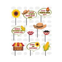Kit 20 Plaquinhas Festa Junina Divertidas com Palito Kit 20 Plaquinhas Festa Junina Divertidas com Palito