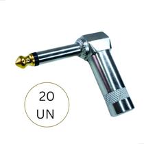Kit 20 Plug P10 Mono 90 Graus Ponta Dourada Metal