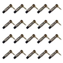 Kit 20 Plug P2 Estéreo 90º Linha Profissional Estilo Amphenol HJ162