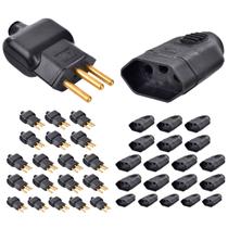 Kit 20 Plug Pino Macho 20a 2P+T com 20 Tomada Fêmea 20a 2P+T