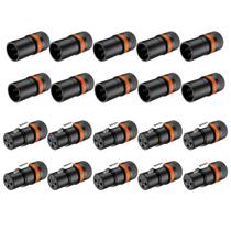 Kit 20 Plug XLR Fêmea e Macho Rotativo Low Profile Rack