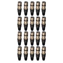 KIT 20 Plug XLR Fêmea Metal Simples Cromado MXT