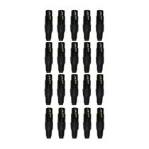 Kit 20 Plug Xlr Fêmea Profissional Preto Dreamer