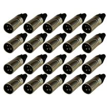 Kit 20 Plug Xlr Macho Profissional 3 Vias Soundvoice Xl03Mc