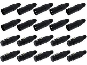Kit 20 Plugs Conector Xlr Canon Macho/femea Microfone Dmx