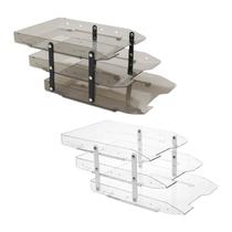 Kit 20 Porta Documento Organizador Fumê e Cristal 3 Bandejas Kit 20 Porta Documento Organizador Fumê e Cristal 3 Bandejas
