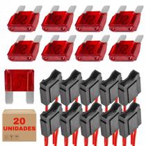 Kit 20 Porta Fusível Max Fio 4mm + 10 Fusíveis 50 Amperes