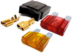 Kit 20 porta fusível max grande e fusíveis 40 e 50 amperes 10 unidades cada instalação automotiva Kit 20 porta fusível max grande e fusíveis 40 e 50 amperes 10 unidades cada instalação automotiva