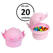 Kit 20 Pote de Lembrança Coroa Princesa p/ Festa Infantil Rosa