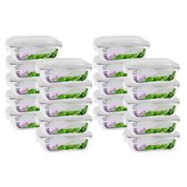 Kit 20 Pote de Vidro 1040ML Vai ao Forno Microondas Retangular