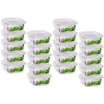 Kit 20 Pote Tampa Hermetica Quadrado de Vidro 320ml Alimento - QUALITY HOUSE Kit 20 Pote Tampa Hermetica Quadrado de Vidro 320ml Alimento - QUALITY HOUSE