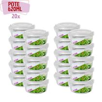 Kit 20 Pote Vidro Hermético 4 Travas Redondo 620ml Marmita