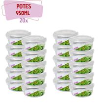 kit 20 Pote Vidro Hermético Tampa 4 Travas Redondo 950ml kit 20 Pote Vidro Hermético Tampa 4 Travas Redondo 950ml