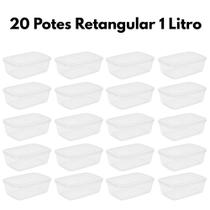 Kit 20 Potes 1 Litro Com Tampa, Jogo Potes Retangular Marmita Fitness Prime Kit 20 Potes 1 Litro Com Tampa, Jogo Potes Retangular Marmita Fitness Prime