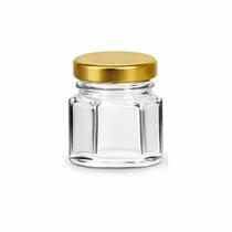 Kit 20 Potes de Vidro 40g Sextavado com Tampa Metal para Geleias e Velas -
